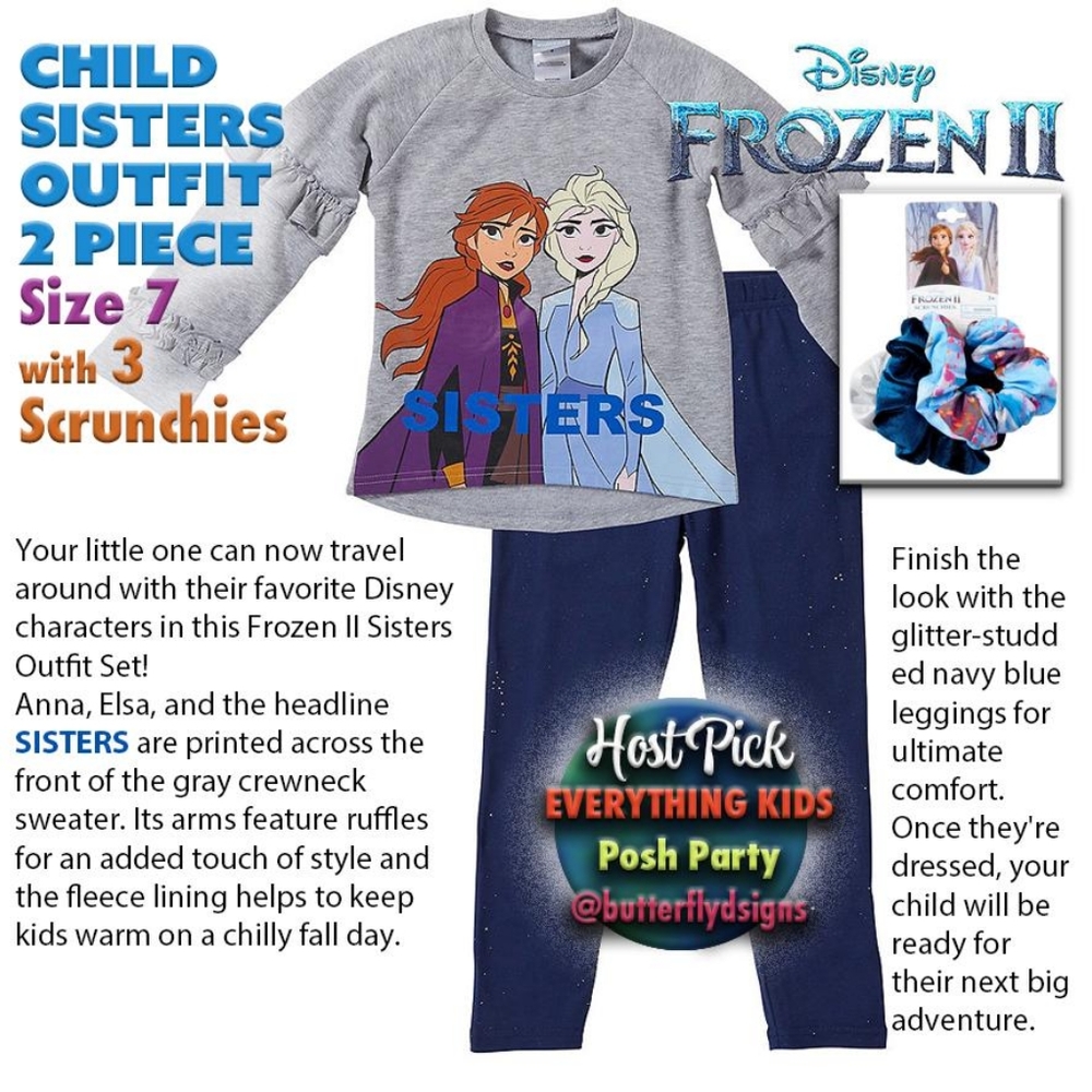Frozen II Child Hoodie 2 piece Outfit w/Scrunchies HOST PICK NEW